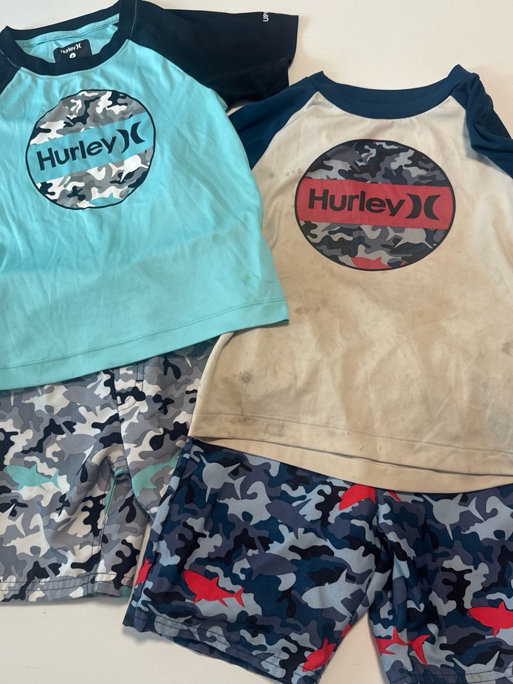 Hurley Boys' 2-Piece swim Sets with Camo Logo - Blue & Cream